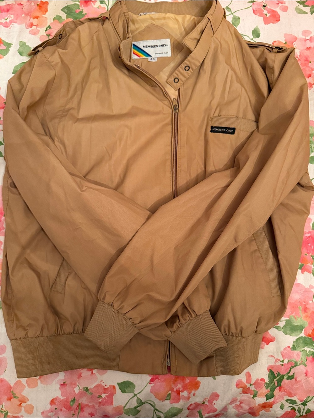 Members Only Beige/Tan Lightweight Bomber Jacket
